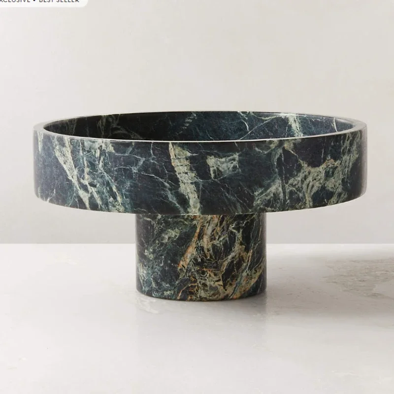 Nordic Green Marble Fruit Bowl Home Decoration 6