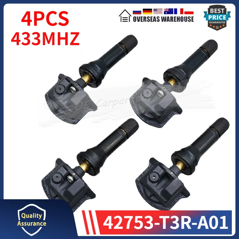 433MHZ TPMS TIRE AIR PRESSURE SENSOR 42753-T3R-A01 42753-T3R-A02 For 2009 Acura ILX Tyre Monitoring System Pressure Sensor 4PCS