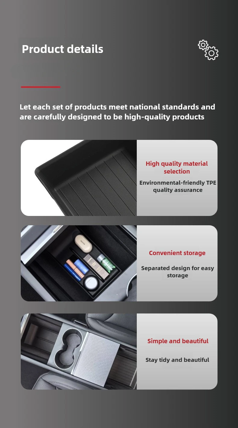 For Tesla Model Y Juniper 2025 Center Console Storage Organizer Box Tray Model 3 Highland 2024 Armrest Box Hidden Accessories