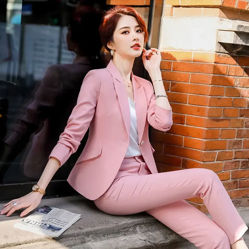 2023 Spring Summer New Elegant Suit Jacket Matching Set Women's Korean Chic  Blazers Coat Pants 2 Piece Female Professional Suit - Pant Suits -  AliExpress
