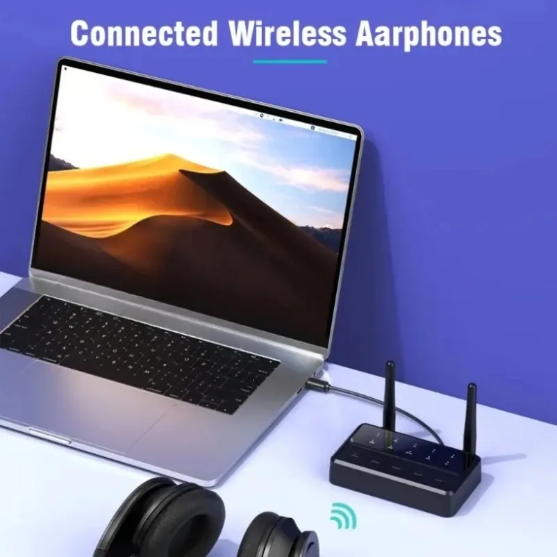 2 in 1 블루투스 오디오 송신기 수신기 데스크탑 aptX-Adaptive AD/HD/LL AAC 3.5MM AUX RCA 스테레오 HiFi 음악 무선 어댑터