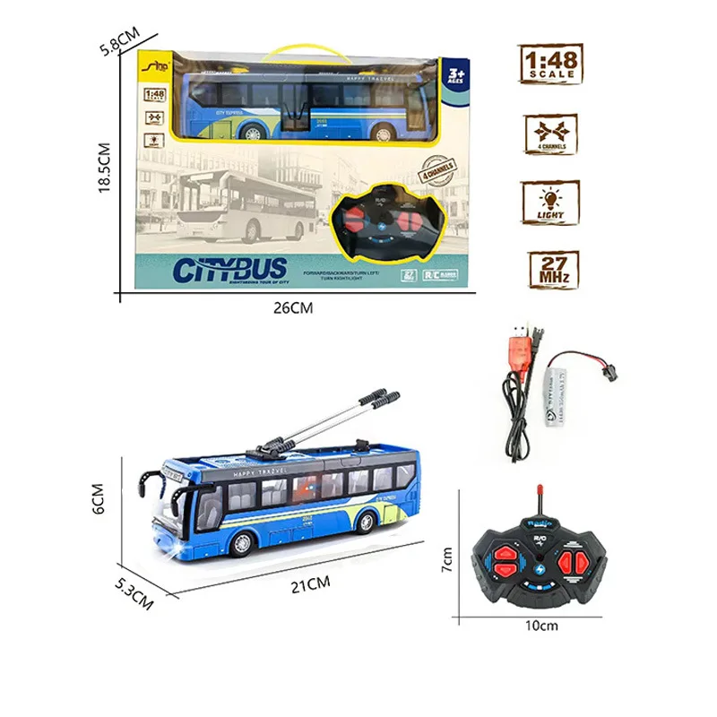 Enfants Jouets de voiture 1: 48 Échelle RC Bus scolaire Aller de l'avant  Arrière Tourner à gauche Droite Bus télécommandé pour enfants (sans  batterie RC)