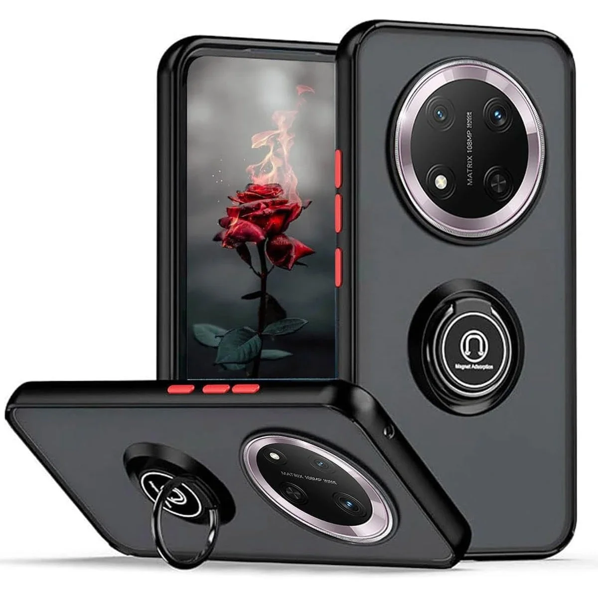 Armor Matte Clear Case with Magnetic Stand Holder and Shockproof Protection