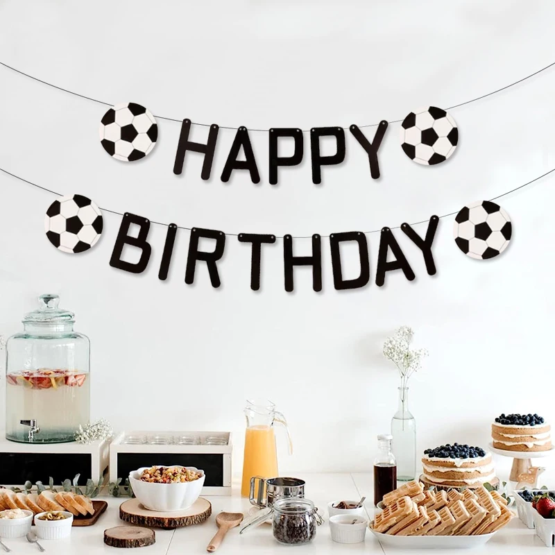 Soccer Happy Birthday Banner Sport Theme Party Decorations