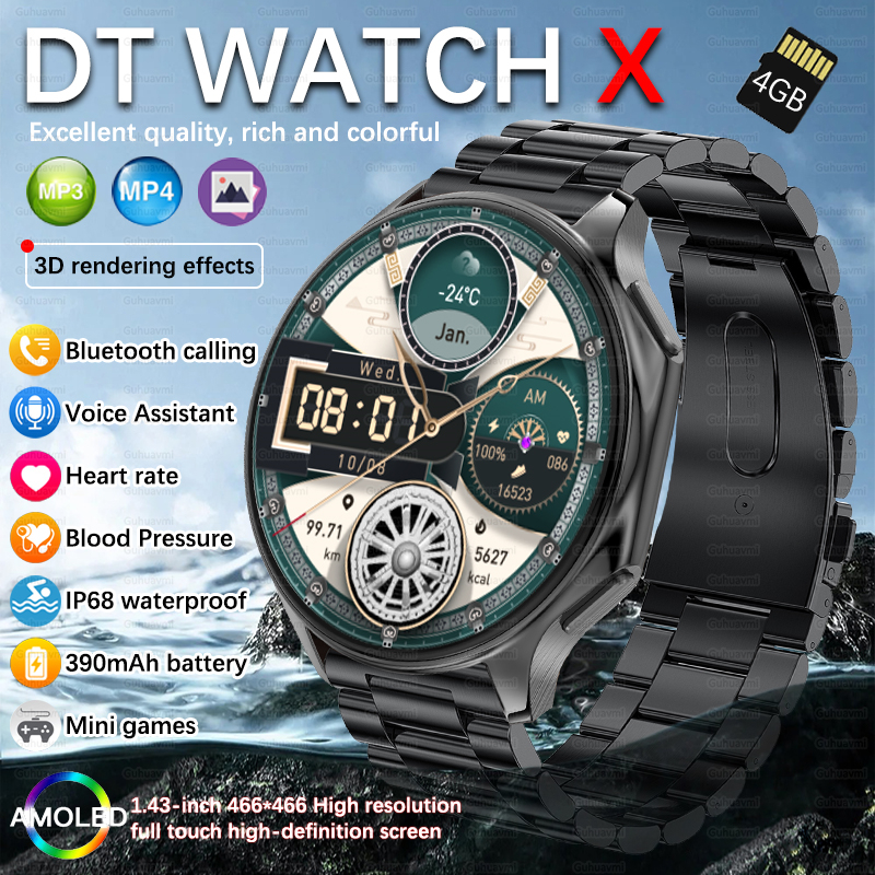 2024 New For OPPO Watch X High-End Business Smartwatch Men 4GB Large Memory Album Music Watch Sports Fitness Waterproof Bracelet