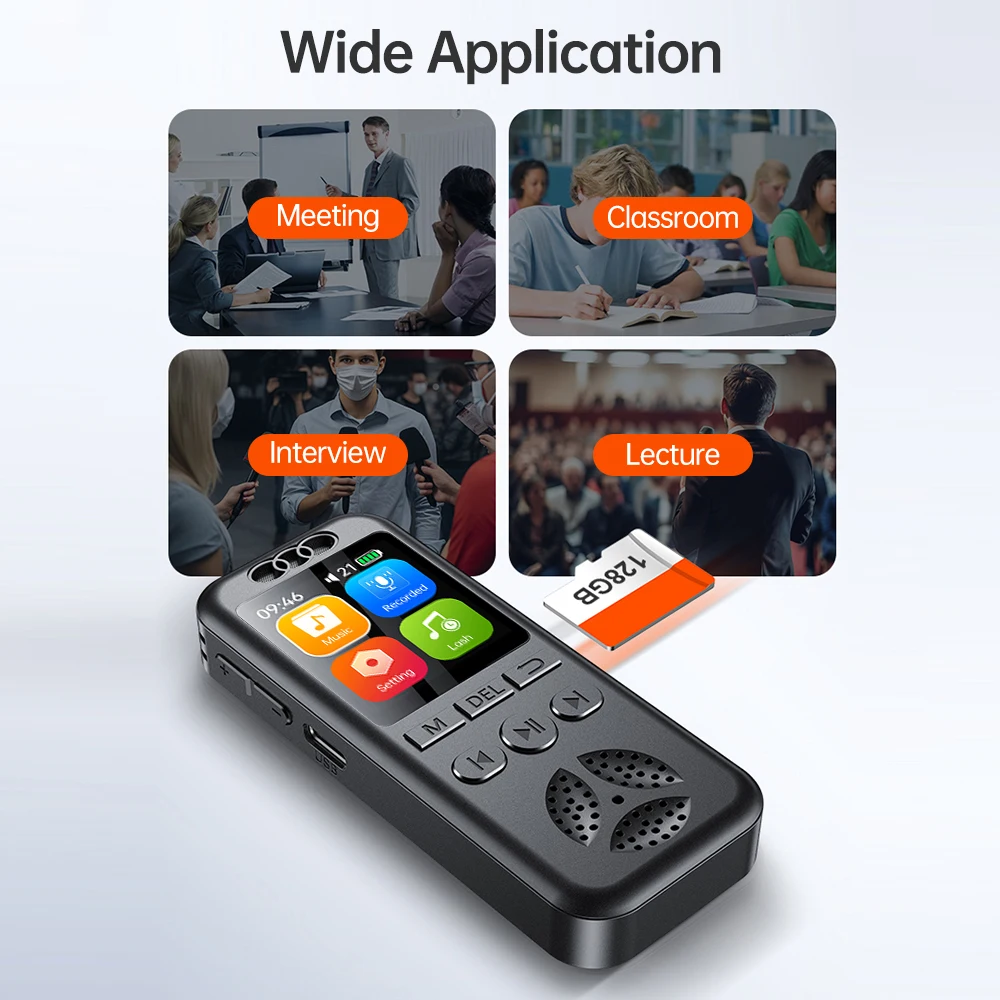 16GB Digital Voice Recorder Voice Activated Audio Recording Noise Reduction with Playback MP3 Music Player 70hrs Recording Files voice recorder