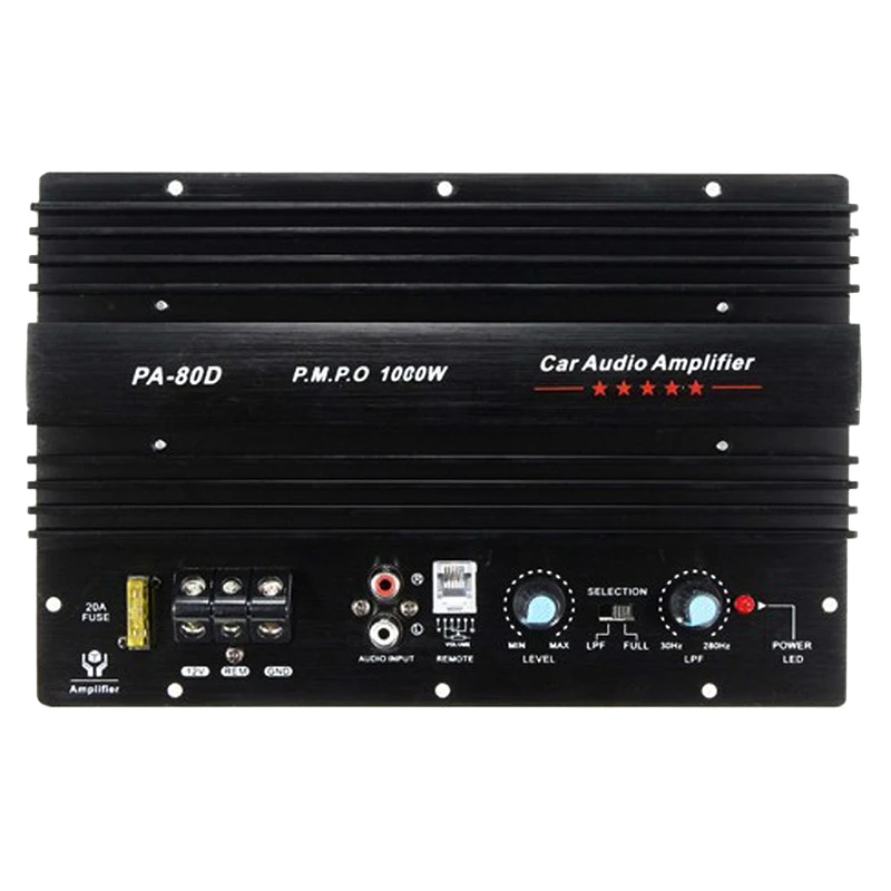 

12V 1000W Car Audio High Power Amplifier Amp Board Powerful Subwoofer Bass Amp PA-80D