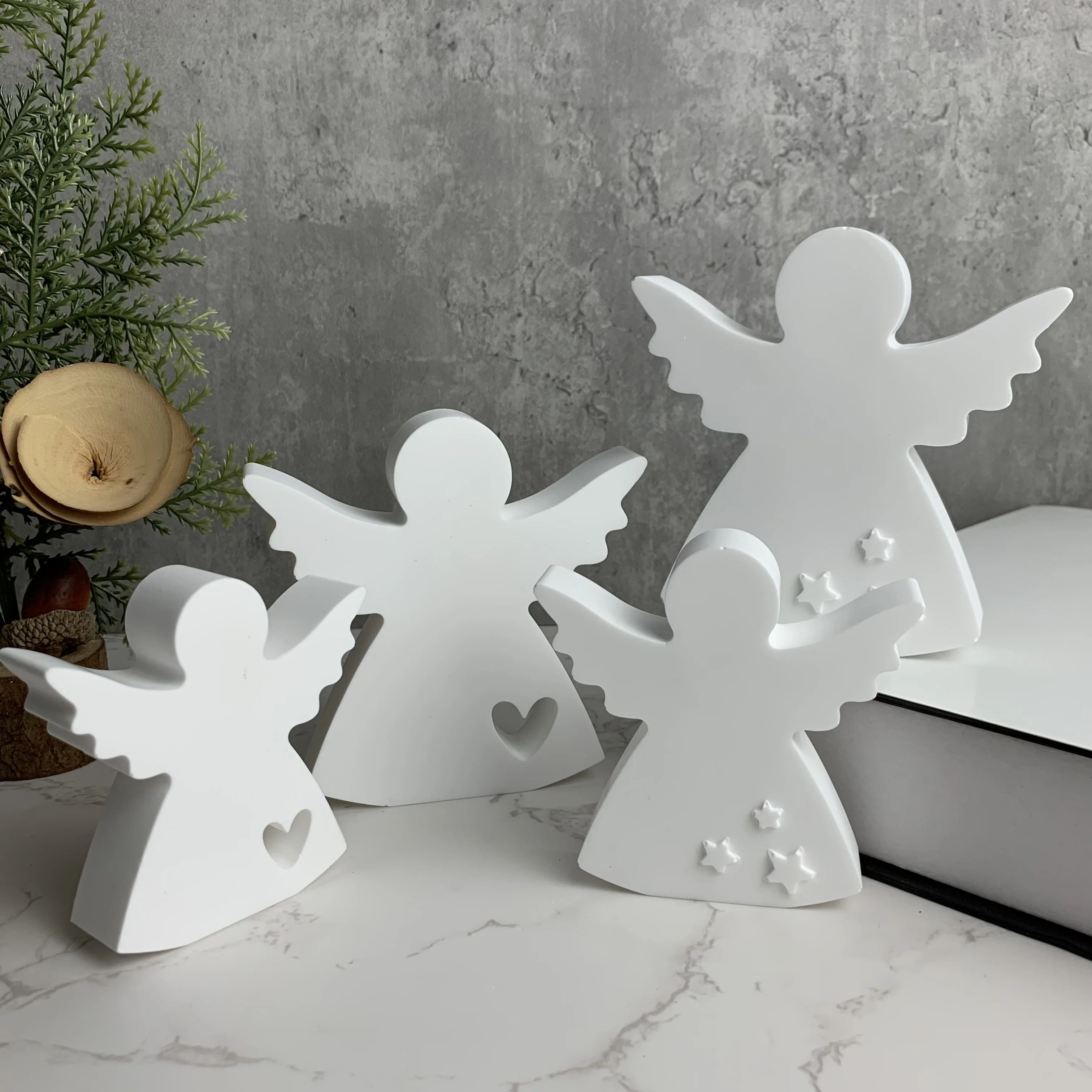 Star Angel Heart Silicone Mold DIY Gypsum Car Mounted Incense Expanding Plaster Decoration Aromatherapy Candle Resin Mold Craft