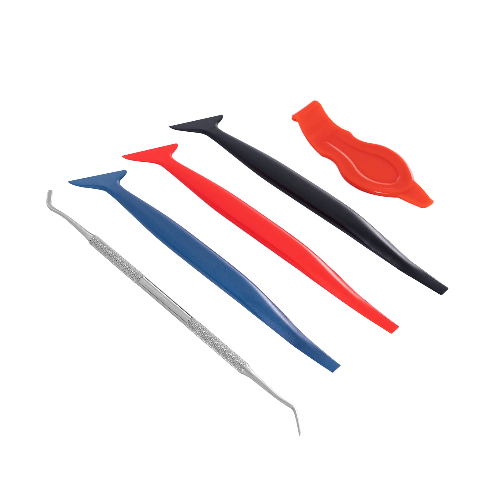 5종 자동차 랩핑 도구 키트, 유연한 마이크로 스틱 코너 스퀴지, 곡선 슬롯 틴팅 터킹 도구, 다양한 경도의 스퀴지 세트