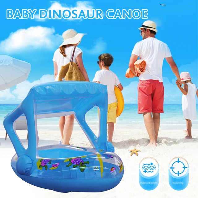 Inflatable Swimming Ring Toddler Swim Boat Swimming Training Baby Swimming Ring Child Swimming Pool Water Seat With Canopy 3