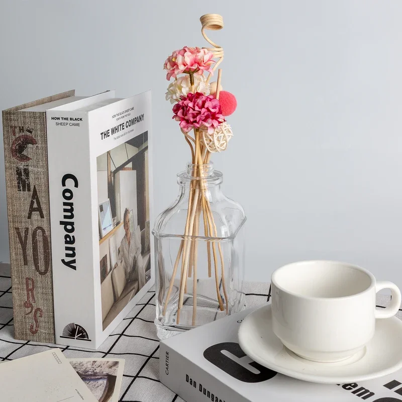 10PCS Pink Hydrangea Flower Rattan Sticks Fireless Fragrances Reed Diffuser Stick DIY Ornaments Home Decor reed diffuser stick