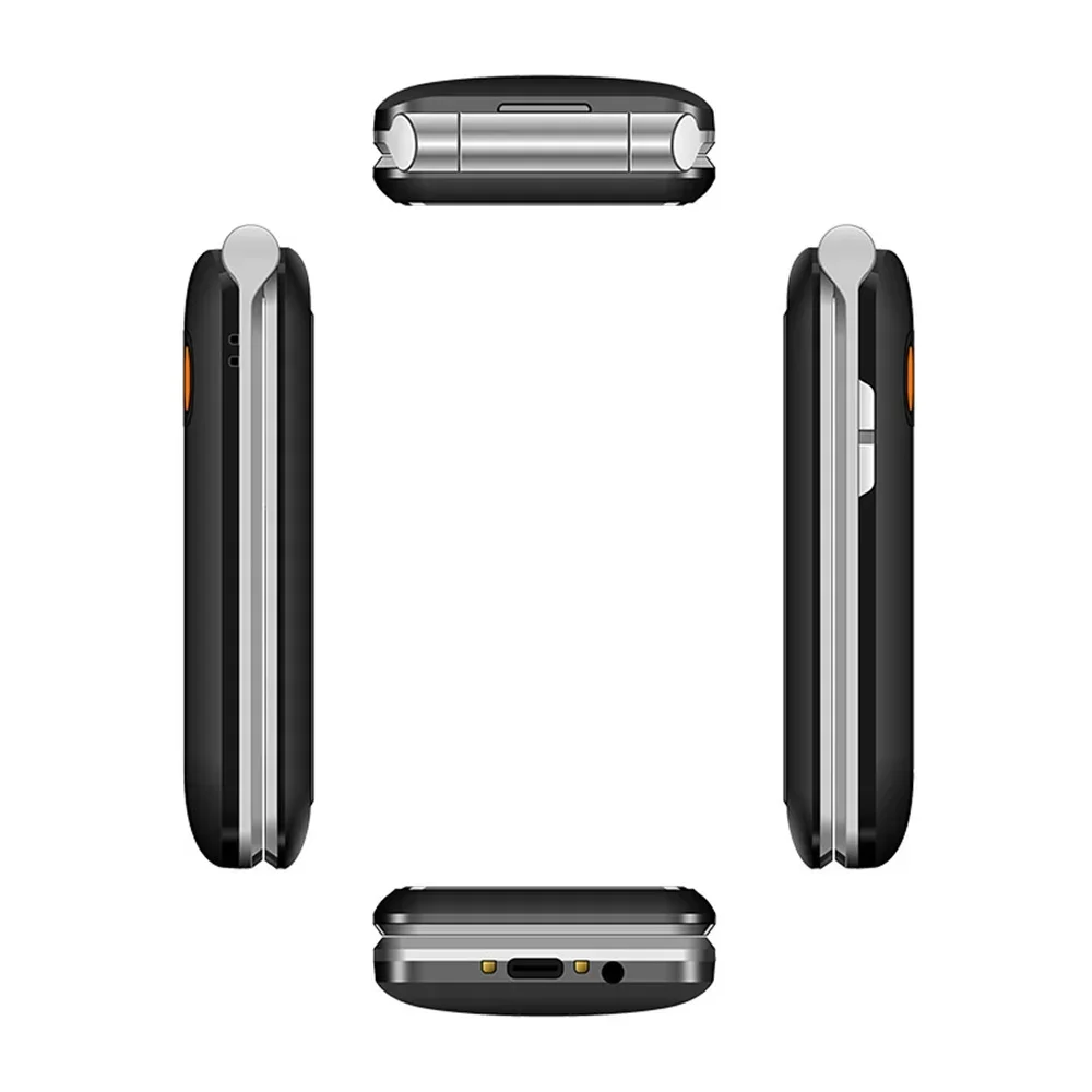 UNIWA V202T Flip Phone Large Buttons 4G Mobile Phone for Elderly 2.4Inch Dual Screen 1450mAh Battery With Emergency Call Button