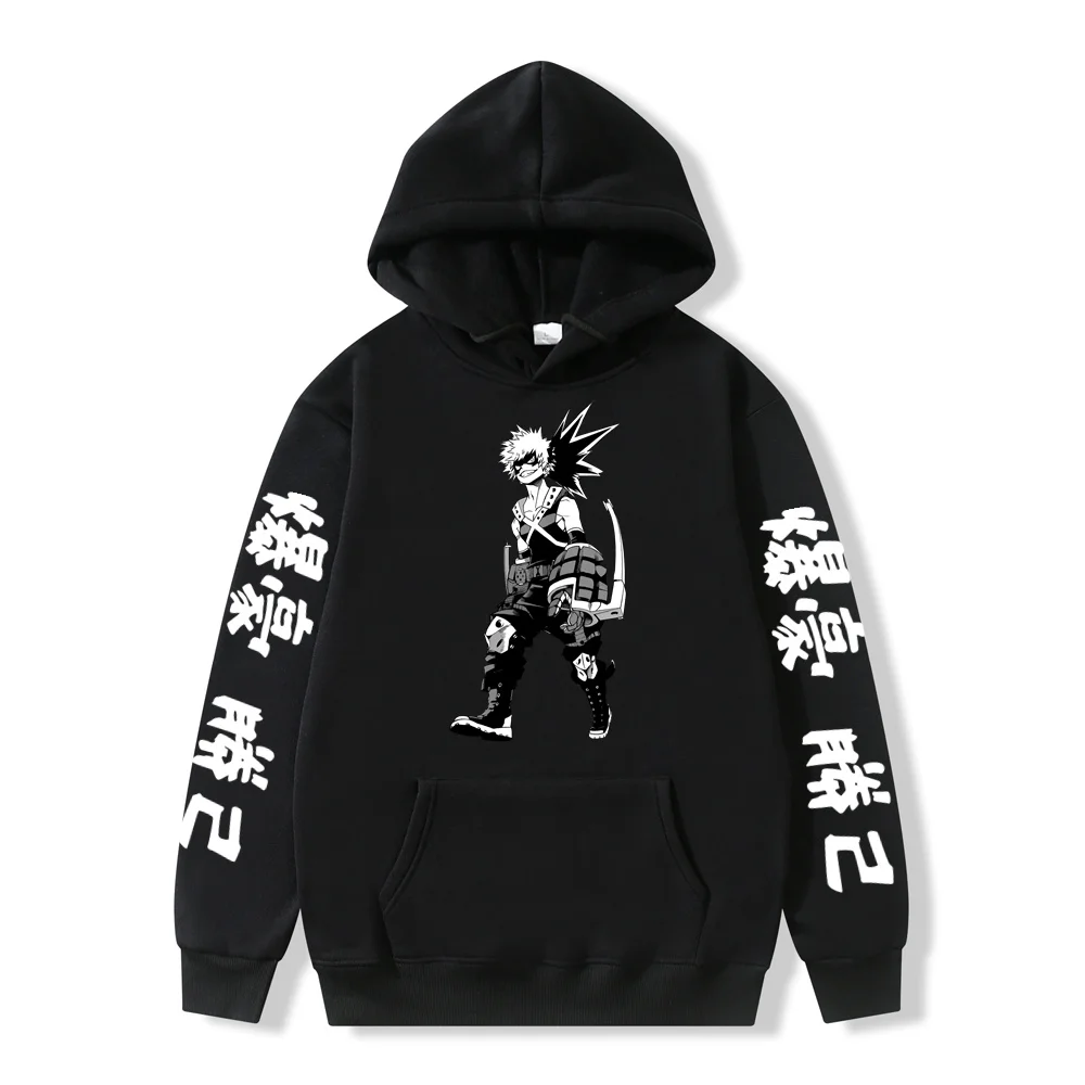 

Harajuku My Hero Academia Hoodies Men Women Long Sleeve Sweatshirt Bakugou Katsuki Anime Black HoodiesTops Clothes