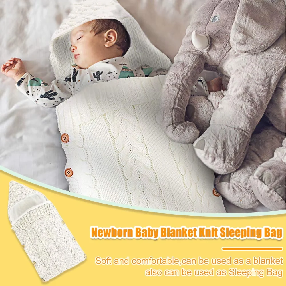 Newborn Baby Wrap Swaddle Blanket Unisex Infant Baby Stroller Wrap Soft Thick Knit Wrap Bag Receiving Blanket for 0-6 Month Baby 4