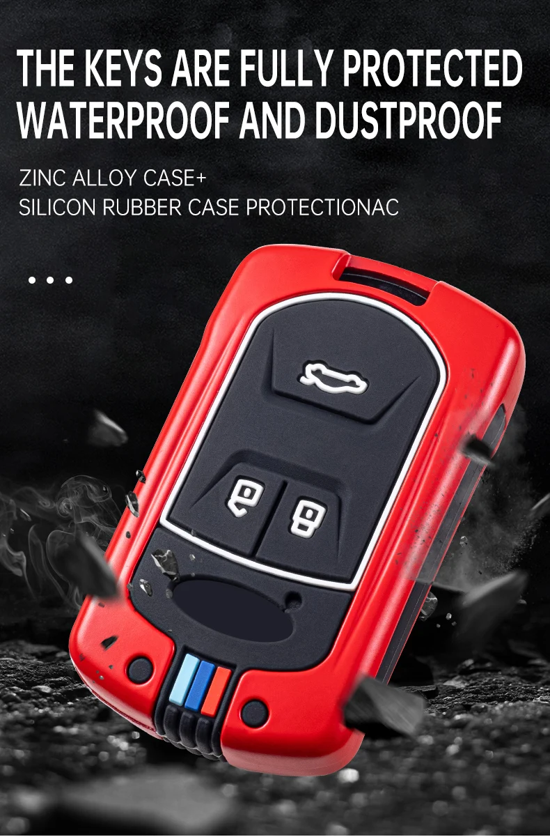 Custodia per chiave auto in metallo copertura guscio di protezione per Chery Tiggo 5 Tiggo 7 Tiggo 8 Arrizo 5x6 7 3 bottoni accessori portachiavi intelligenti - S68ce90f18b724f59986a204da078c282b