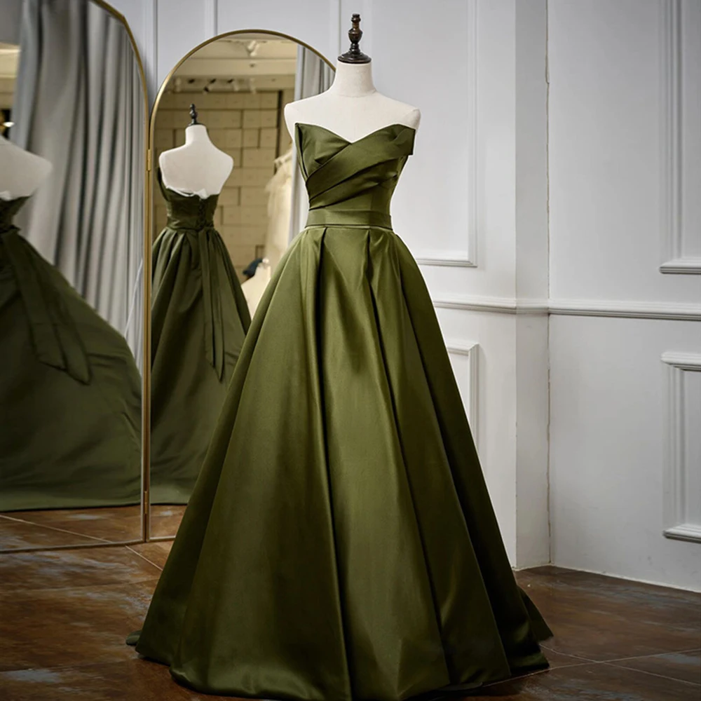 

Женское вечернее платье GUXQD, ТРАПЕЦИЕВИДНОЕ атласное платье со складками, со шнуровкой, официальное платье для выпускного вечера