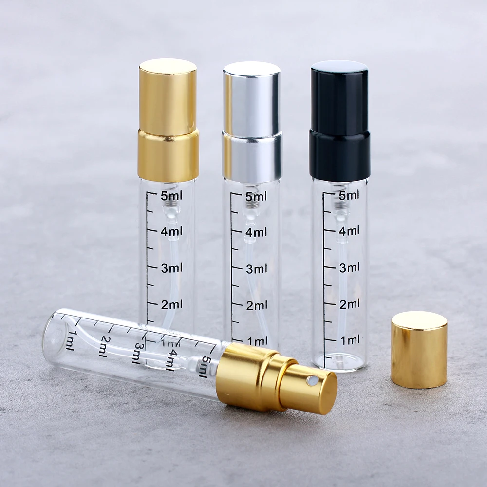5ml50100PcsRefillableMiniPerfumeSprayBottleWithScaleAluminum