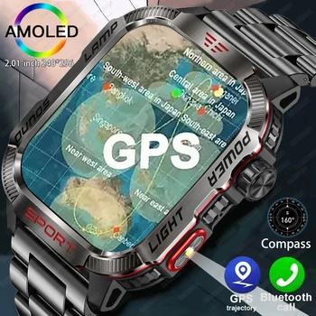 Nuovo per Huawei Xiaomi GPS militare Smart Watch uomo torcia bussola impermeabile sport all'aria aperta tracker chiamata Bluetooth Smartwatch