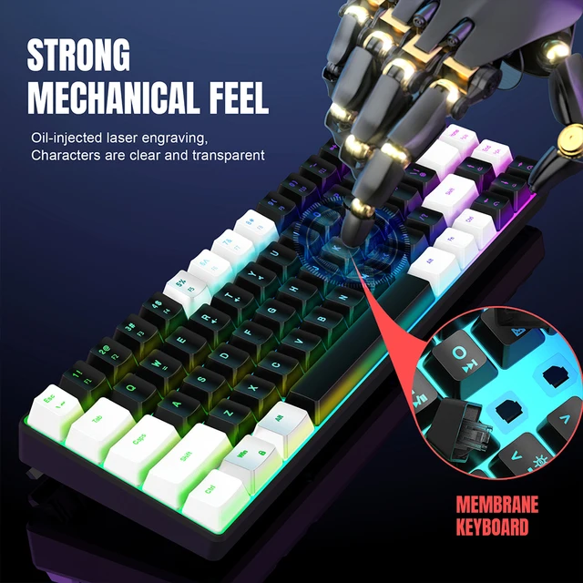 Gaming Keyboard 68 Keys Wired Computer Keyboard Mechanical Keyboard With RGB Backlight Keyboard For PC Laptop Gamer 4