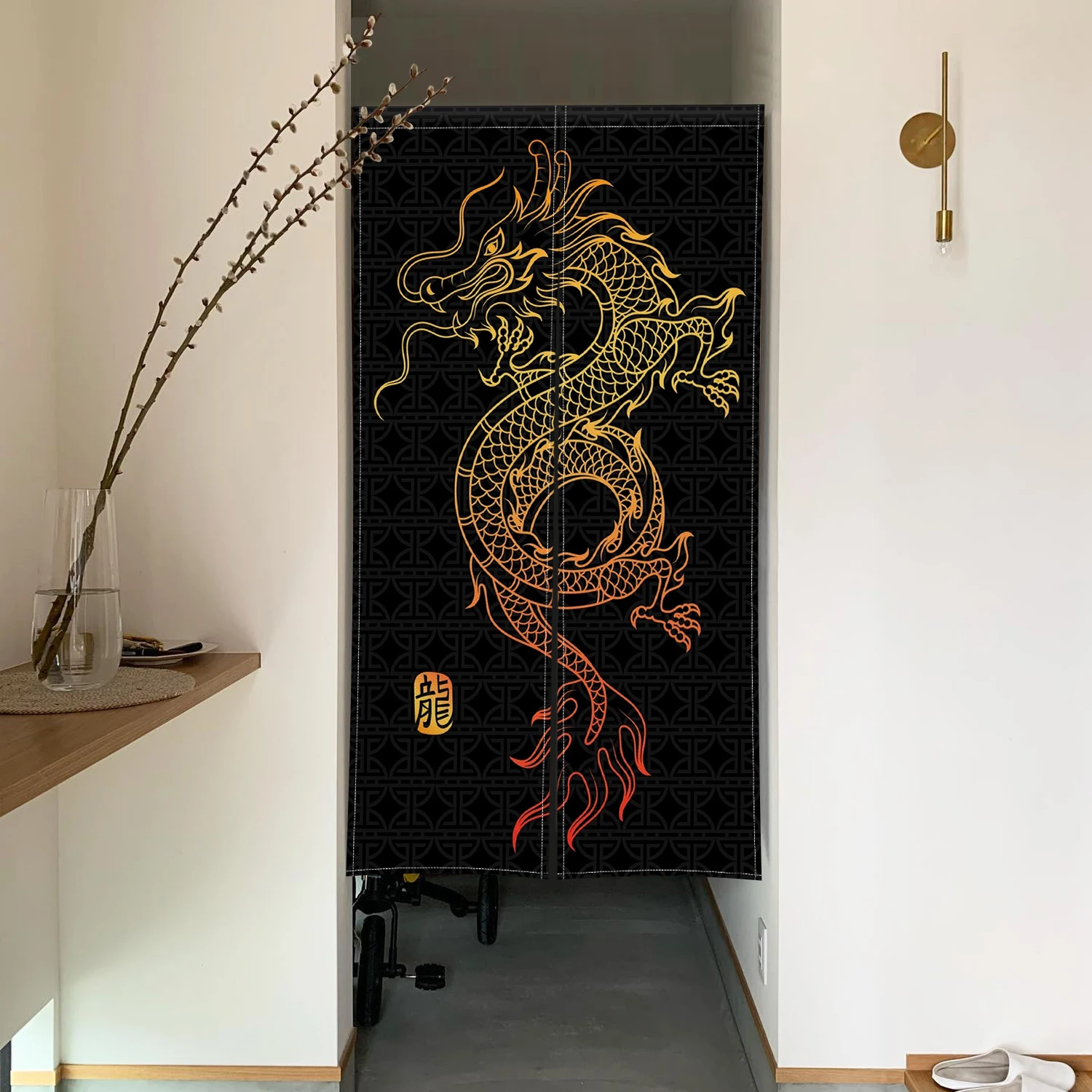 Traditional Chinese Dragon Door Curtain Japanese Style Doorway Curtain Kitchen Bedroom Partition Entrance Hanging Half-Curtains 2
