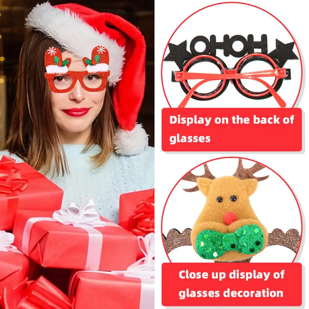 Festive Costume Glasses Christmas Party Favors Glitter Glasses Santa Glove Frame Holiday Photo Props Festive for Costume