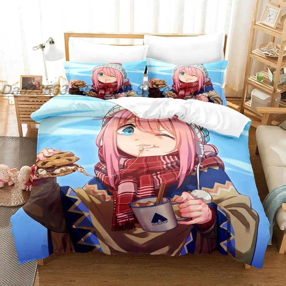 

Yuru Camp Bedding Set Single Twin Full Queen King Size Bed Set Aldult Kid Bedroom Duvetcover Sets 3D Print Anime bed sheet set