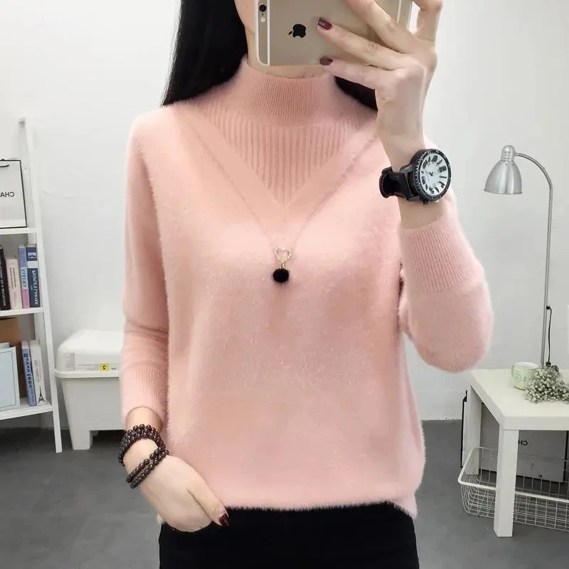 

Women's Turtleneck Sweater Pure Color Loose 2024 New Trending SweaterAutumn Winter Pullover Korean Fashion Ladies Top Knitwear