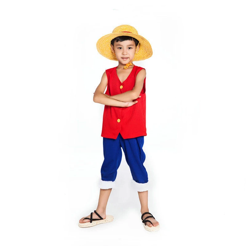 子供のための日本の漫画の衣装 ワンピース ルフィコスプレ ハロウィーンパーティーの衣装 トップス パンツ 帽子 靴 送料無料 Shoe Sell Hat Distributorhat That Covers Ears Aliexpress