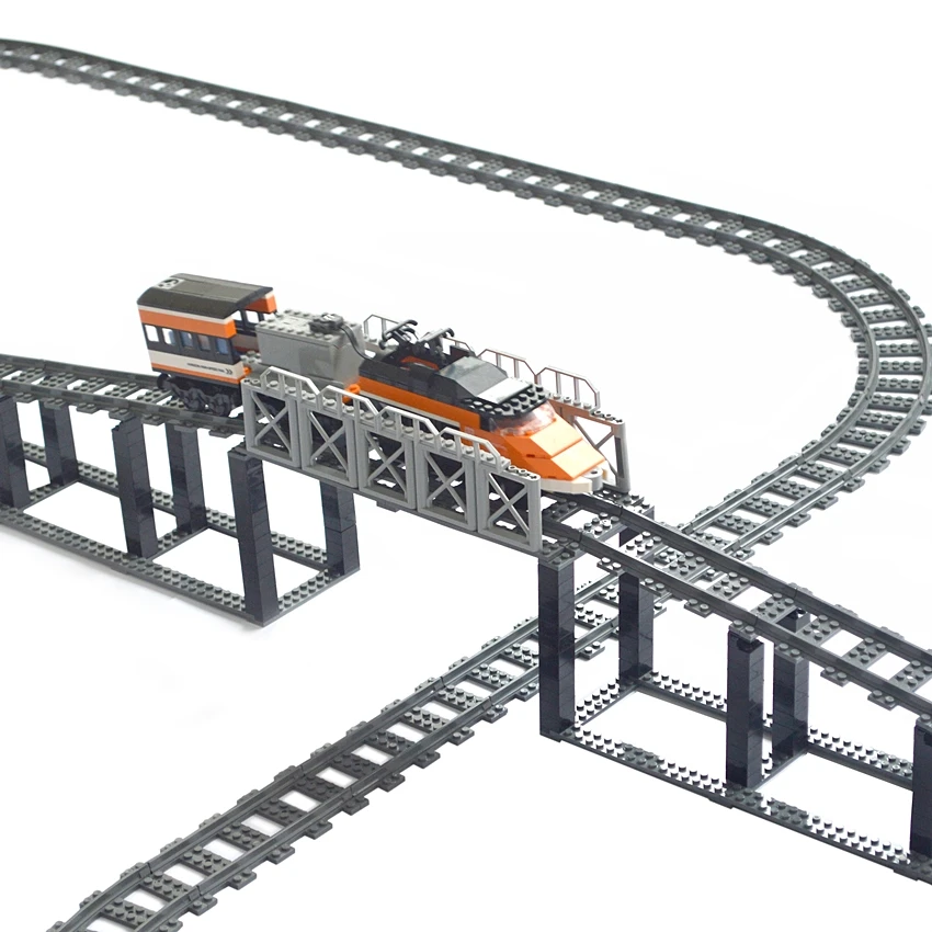 Uphill Tracks City Trains Track Rail Bricks Model straight curved soft