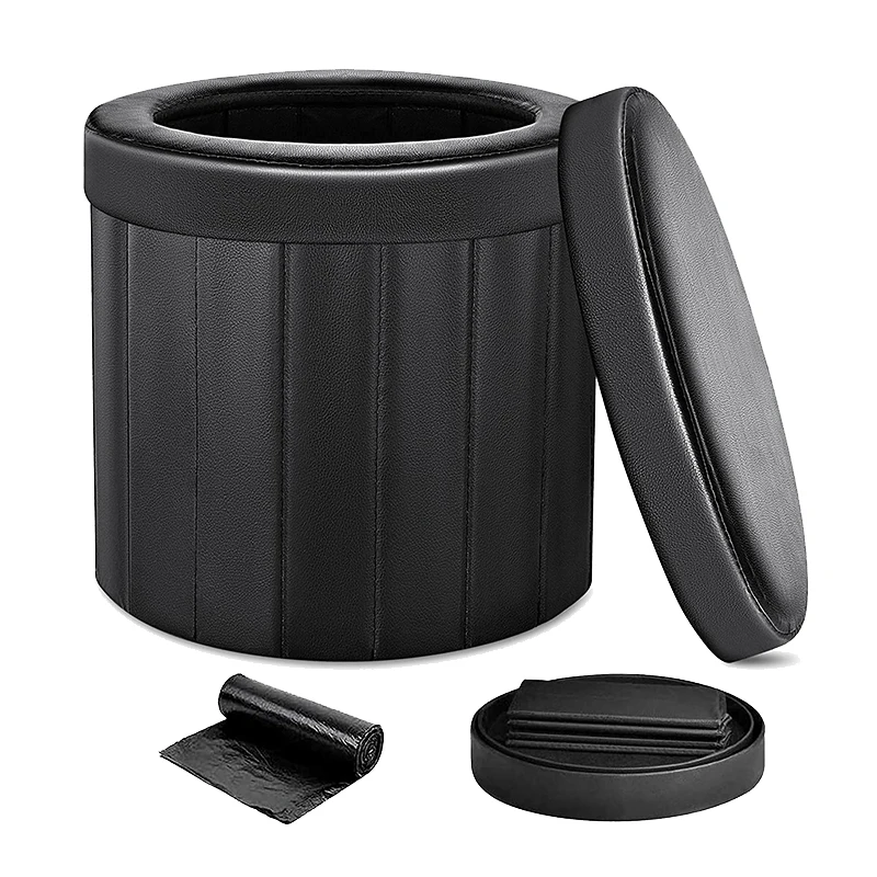 휴대용 변기 접이식 캠핑 변기, 야외 코모드 자동차 변기 가죽 변기, 여행 버킷..