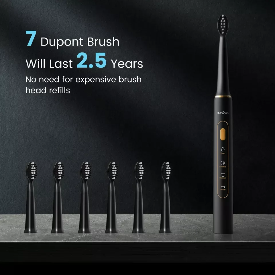 SEJOY Sonic Electric Toothbrush 7 Brush Heads Smart Timer Rechargeable 3