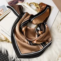 2024 Fashion Luxury Brand 70cm Silk Square Scarf Women Satin Neck Tie Female Hair Bandana Headkerchief Shawl Wrap Hijab Echarpe 6