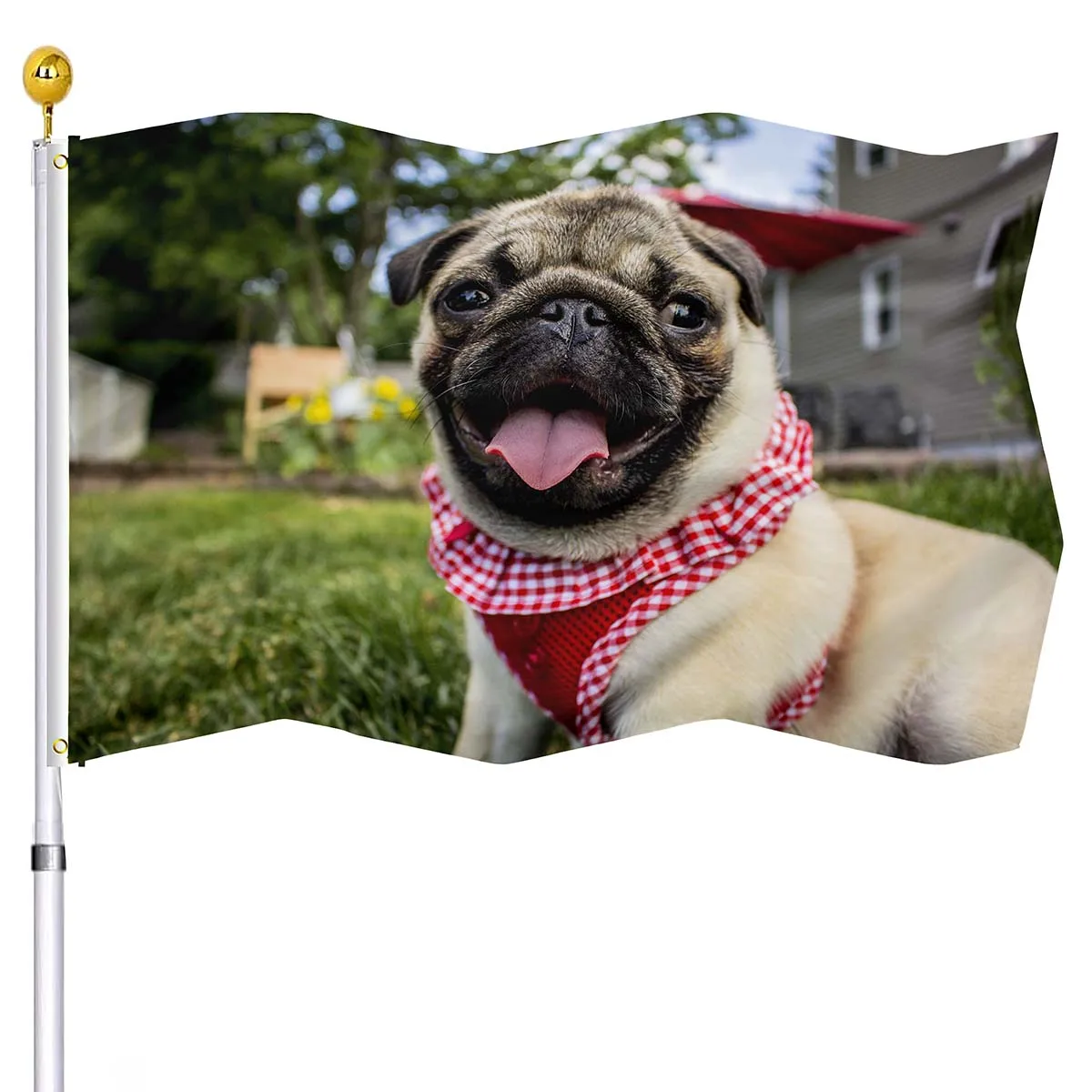 

Cute Pug Garden Flag for Outdoor House Porch Welcome Holiday Party Decor House Flags Polyester with Brass Buttonhole Yard Flag
