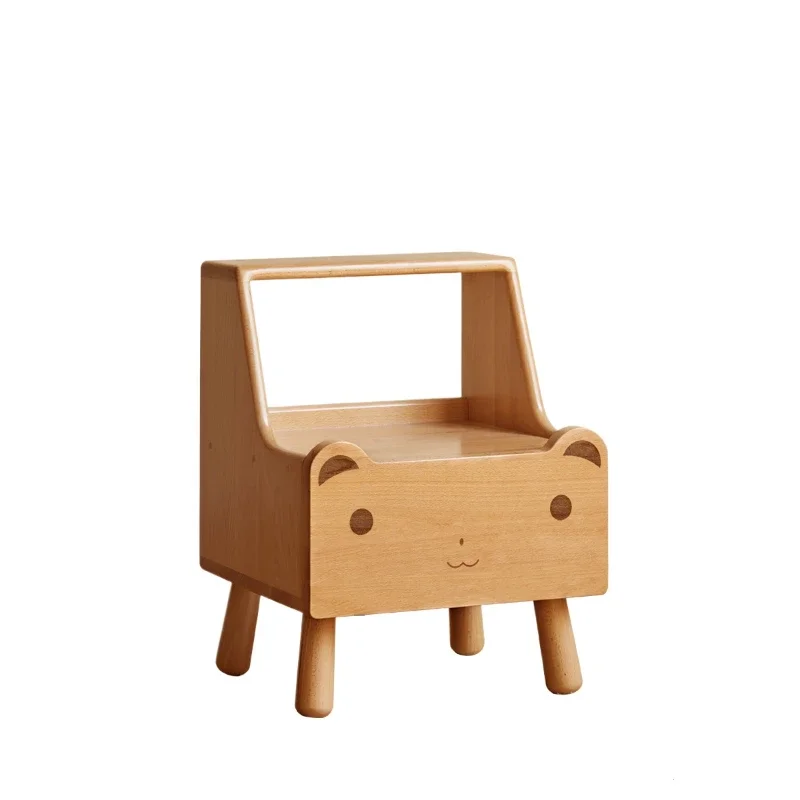 **All solid wood children's bedside table modern bedroom European beech bedside table boys and girls with lamp locker