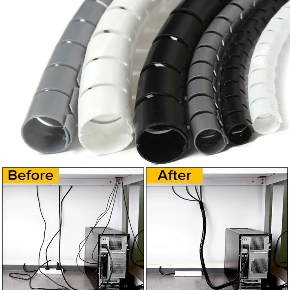 

Dropshipping 1M Flexible Spiral Cable Wire Protector Cable Organizer Computer Cord Protective Tube Clip Management Tool