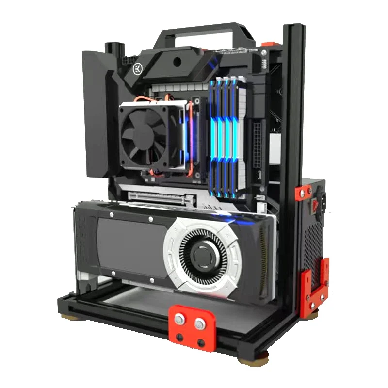 Mod-caixa para pc Desktop com Estrutura Aberta Gabinete para pc Refrigeração a Água Jogos de Computador Case Gamer Rack Vertical Faça Você Mesmo Preto Prata Branco - Imagem 4