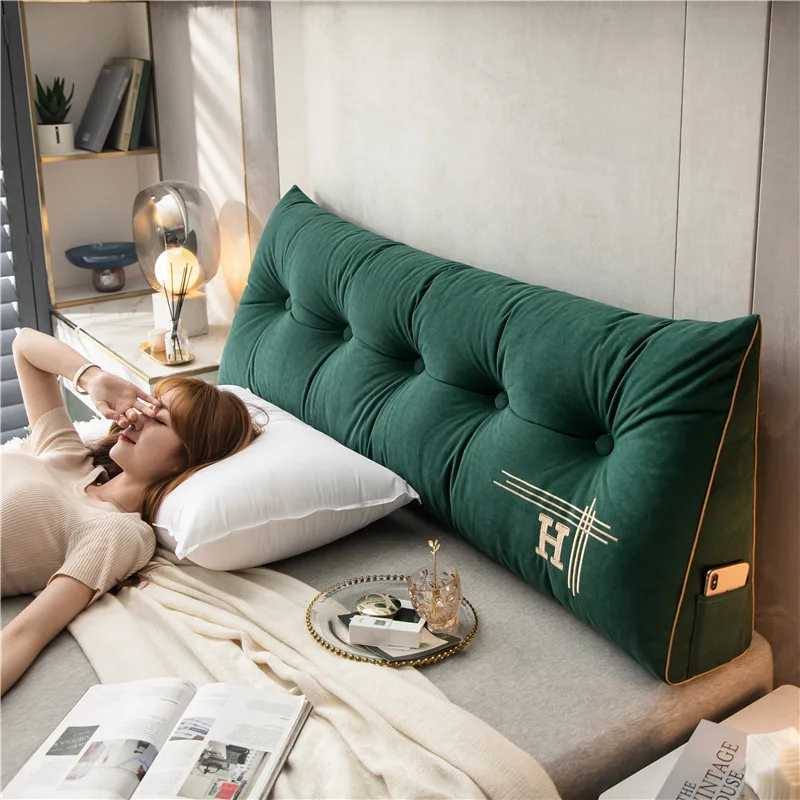 Nordic Removable Bedside Cushion Triangular Bed Backrests Large Pillows For Home Soft Backrest Pillow Cushions Headboard Cover 5