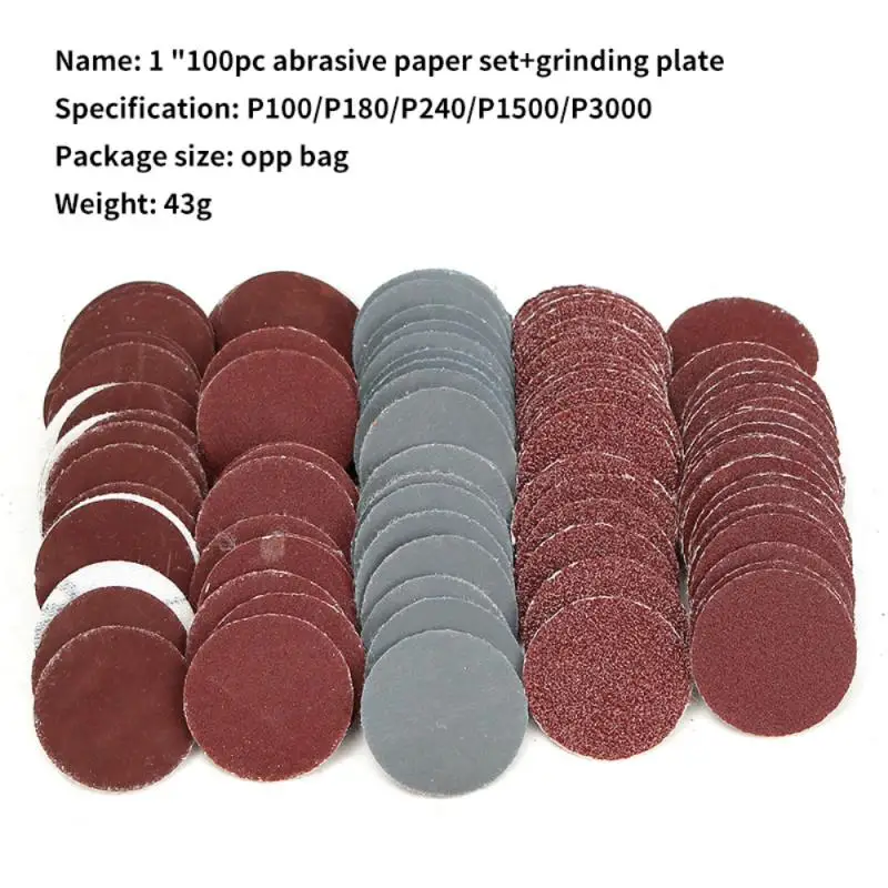 

25mm/1inch Sanding Disc Sandpaper + Hook Backer Plate 1/8 Shank + Sanding Pad Grinding Abrasive Mixed Polishing