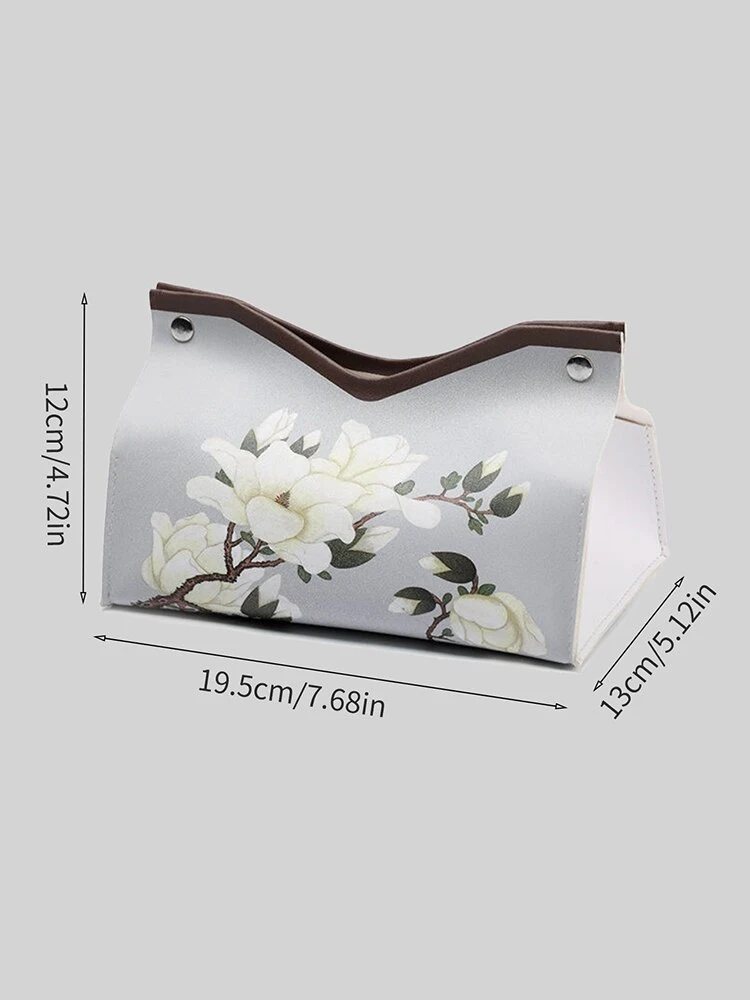 Elegant Floral PU Leather Tissue Box