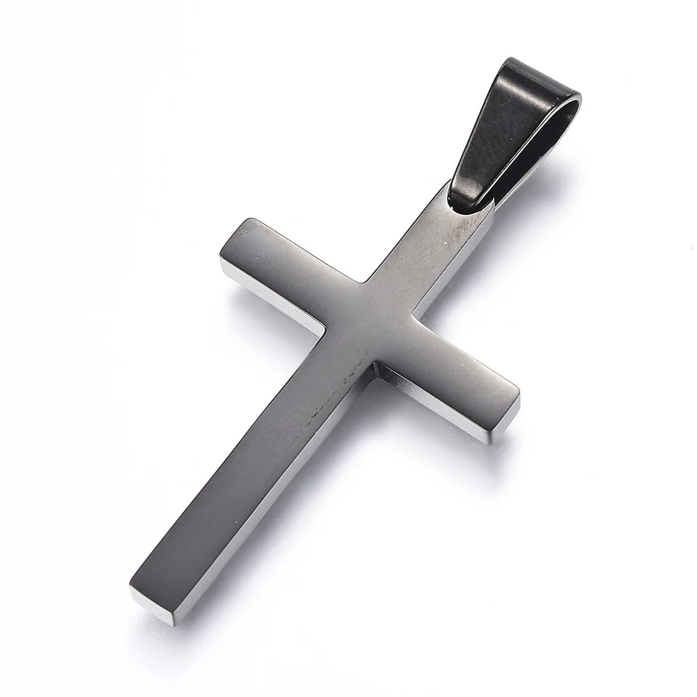 Kissitty 10Pcs Mixed Color Cross Shape Stainless Steel Pendants Metal Charms For Bracelet Necklace Earring Jewelry Making Gift