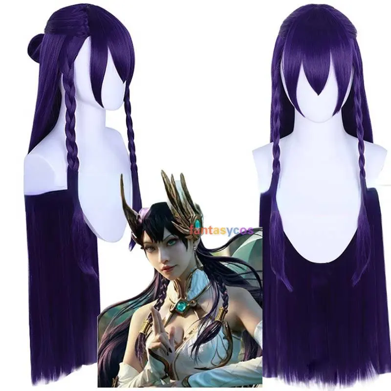 

LOL The Blade Dancer Cosplay Mythmaker Irelia Cosplay Wig 100cm Long Purple Heat Resistant Hair Holloween Role Play Wigs