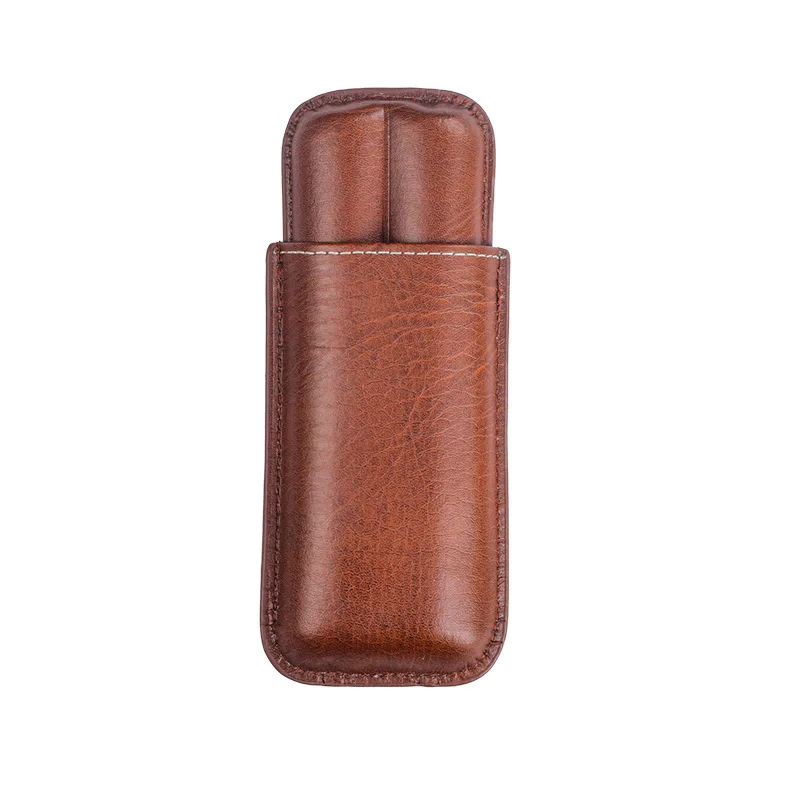 Cigar Case Cigar Humidor Holds 2 Cigars PU Leather Travel Case Smoking Accessories Men's Gift