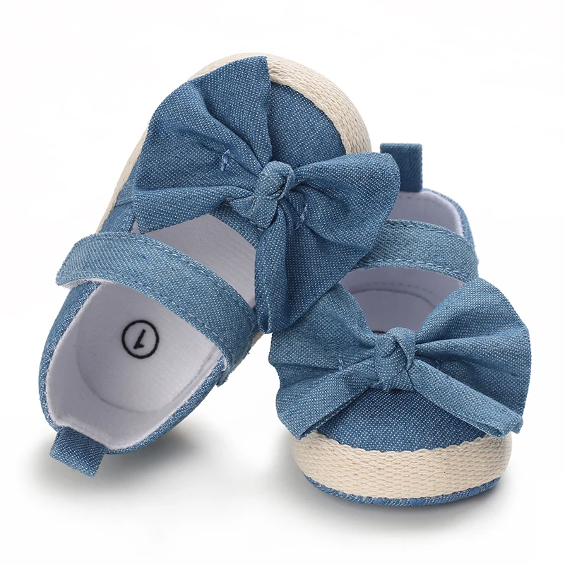 0-18 months cute baby shoes summer small fresh blue bow princess shoes sandals soft and comfortable soles slip walking shoes 4