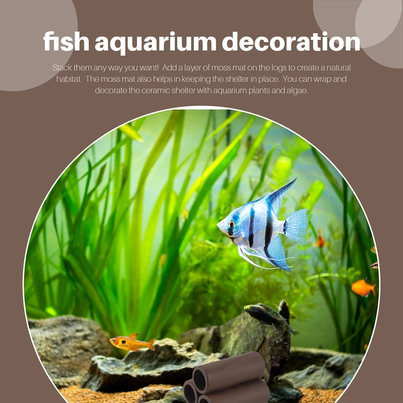 3 Pcs Brown Ceramic Shelters Shrimp Habitat Breeding Tube Hiding Cave Shrimp Habitat Shelters