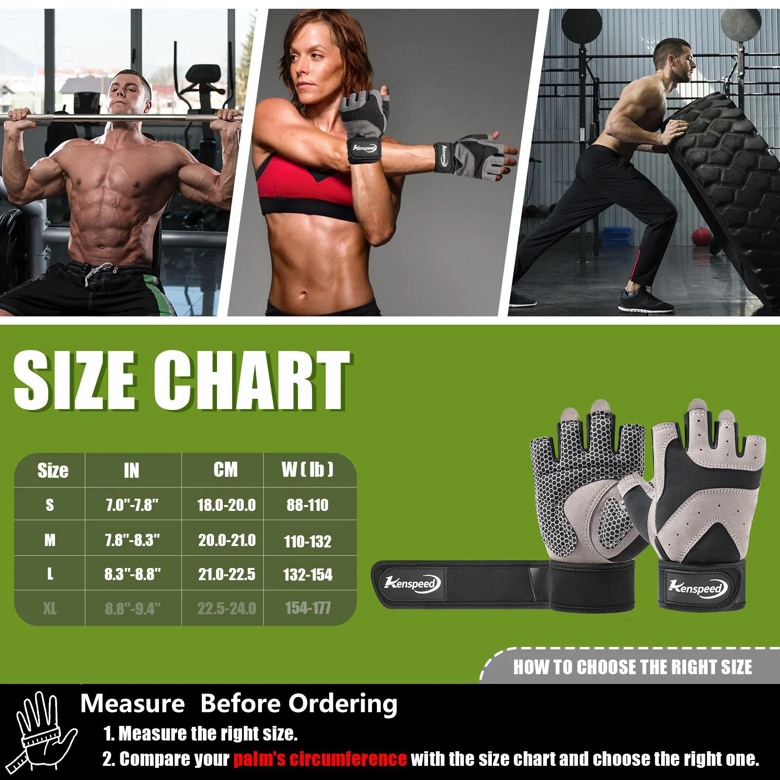 Fitness Gloves Wristband Support for Gym Workout - Weightlifting, Training, Durable & Breathable, Men & Women Gym Gloves 3