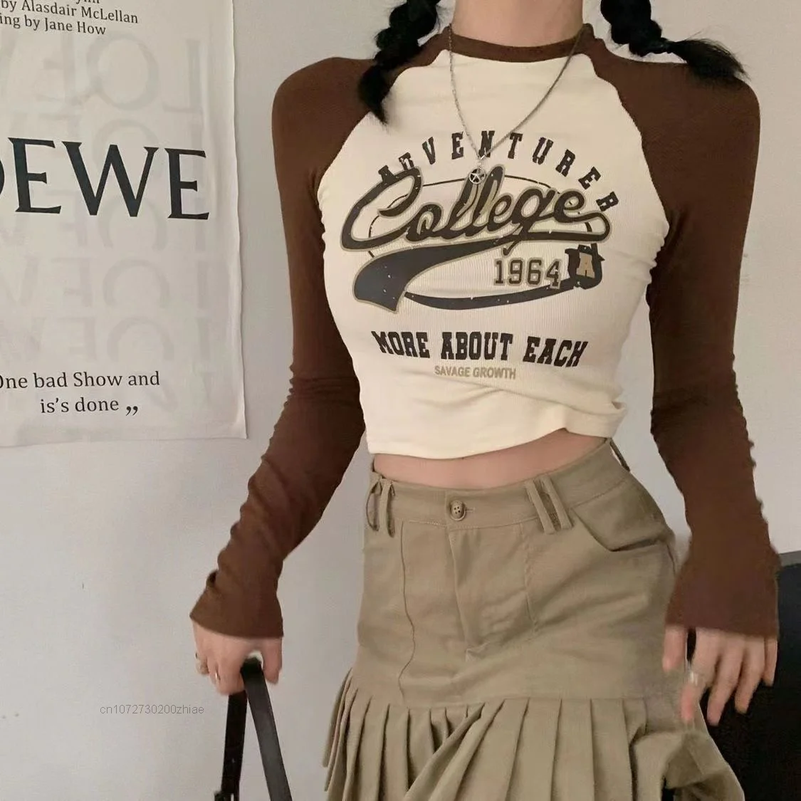 HOUZHOU-Blusa Assimétrica Cropped Feminina, camisa de manga comprida, moda  coreana, streetwear Y2k, tendência juvenil, roupas