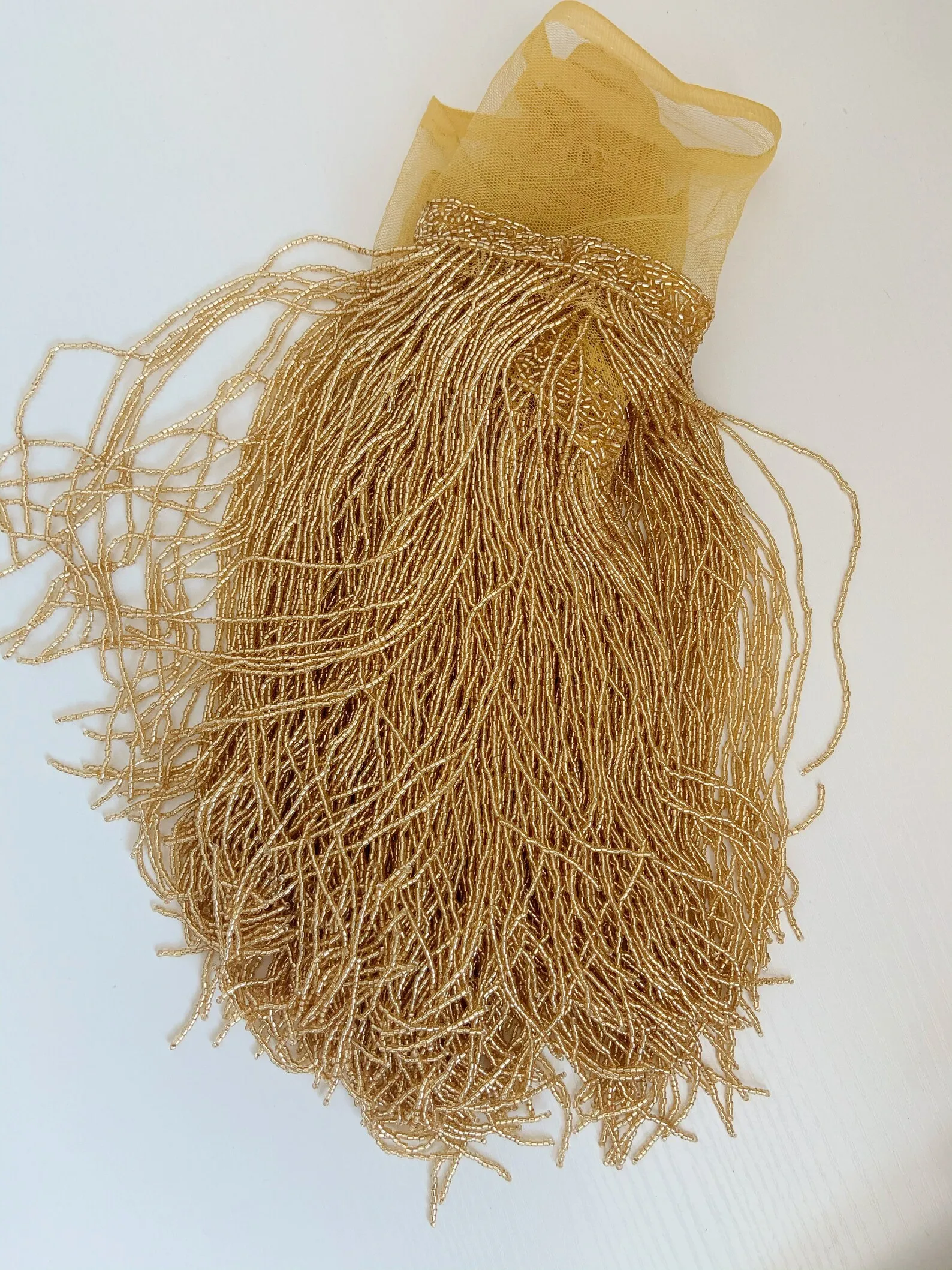 

2yards Gold Beaded Fringe Trim for Dance Costume, Rose Gold Bead Tassel for Latin Dress Dance Wear Macrame