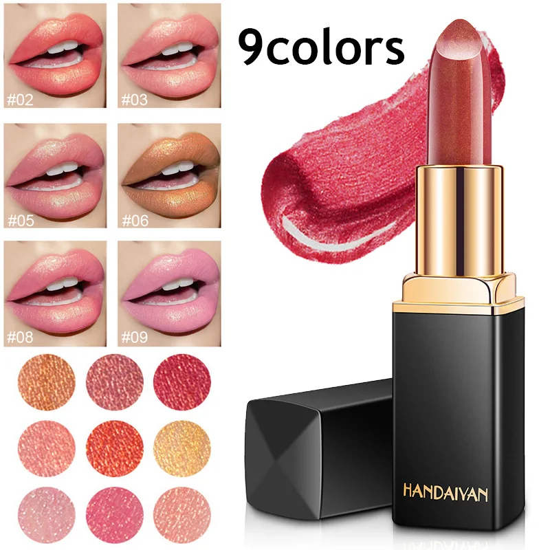 

Mermaid Color Non-stick Cup Shimmer Gold Glitter Lipstick Lip Gloss Lip Cosmetic Waterproof Nude Pink Pearlescent Lipstick