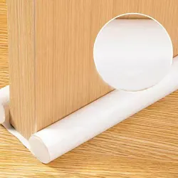 Dual - Sided Door Draft Guard - Flexible Noise and Insect Barrier Seal Strip (WHITE)