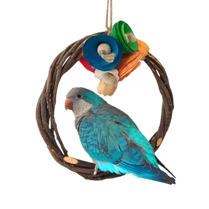 

Wooden Bird Swing Perch Toys Natural Wood Bird Perch Stand Bird Swing Fun Birdcage Accessories Bite-Resistant Comfort For